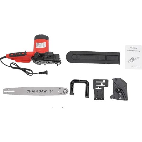 Scie Électrique, Longueur de Coupe de 16 Pouces, Moteur Haute Performance, Rouge (1/2)