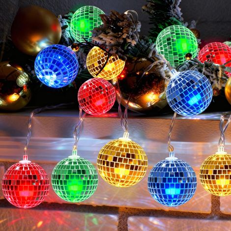 Guirlande Lumineuse Boule Disco, 1.5m Guirlande Lumineuse de Noël à Piles, LED Lumières de Noël Intérieur et Extérieure, pour Décoration Noel (1/5)