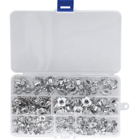 Lot de 140 écrous en T à 4 branches en acier galvanisé M3 à M8, inserts filetés pour clous d'angle de meubles. (1/5)