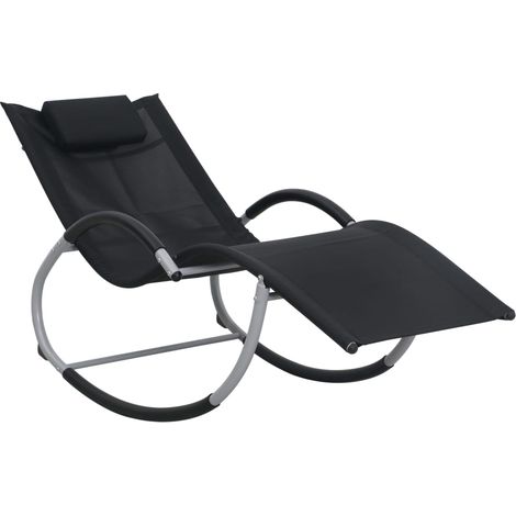 Lettino prendisole sedia a sdraio lettino prendisole letto da giardino mobili da esterno per patio con cuscino in textilene nero 020012557