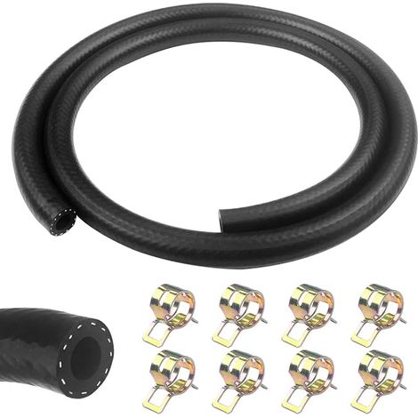 durite essence, 8mm Diamètre Intérieur durite gasoil, tuyau essence avec colliers de serrage, Tuyau de Carburant pour Camion, Voiture, Tracteur ou Petit Moteur (1/5)