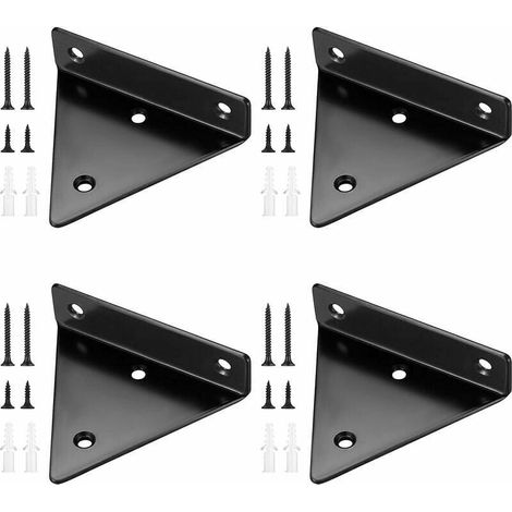4 Pices Supports d\'tagre Flottants, Supports Tablettes Muraux Triangulaires Invisibles, Equerre Etagere Murale Mtal pour tagre (1/4)