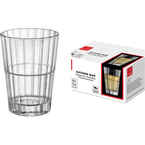 Set 6 Bicchieri da Tavola Oxford Bar Rock Impilabili 37,4 cl Rocco Bormioli