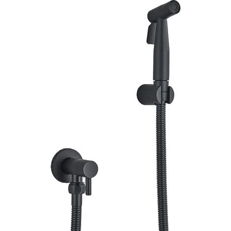 Handheld Bidet-Sprayer, Edelstahl, Wandmontage, schwarzes Komplettset (1/2)