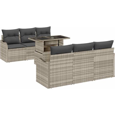 Maison Exclusive - Ensemble de canapé de jardin 7 pcs Gris clair Poly Rattan