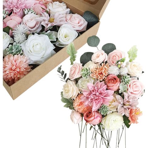 Fleur artificielle-Soie artificielle-Décoration DIY-Rose bleu et rose
-Boîte cadeau (1/5)