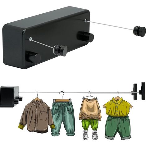 Corde à Linge RéTractable,Fil Linge Extensible RéGlable 4.2 m,Poteau Etendoir Linge Exterieur,Corde a Linge Exterieur,pour IntéRieur D'HôTel,Salle De Bain, Balcon,Jardin (1/4)