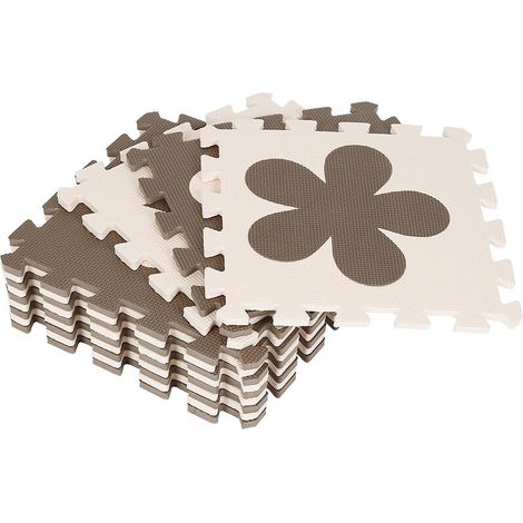 Tapis de Jeu Puzzle en Mousse Enfants 12 Pièce Beige Gris (1/5)
