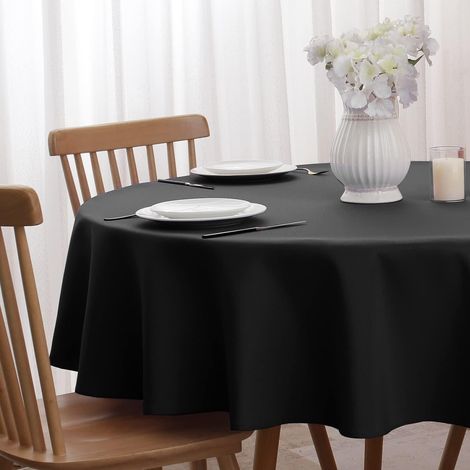 Runde Tischdecke 140 cm Schwarz Outdoor wetterfest abwaschbar schmutzabweisend