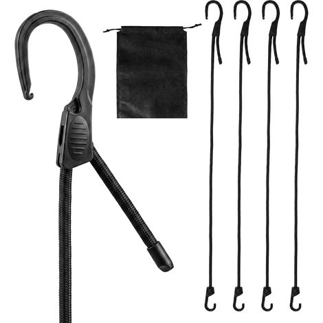 Tendeurs Elastique avec Crochets 4 Pièces, 100 cm × 8 mm Tendeur Elastique Réglable, Sandow Elastique avec Sac de Rangement pour Camping, Bâche, Voile d’Ombrage, Vélo et Bagages (1/5)