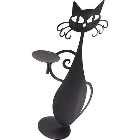 Porte-bougie Chat Décoratif Durable pour Mariage Dîner Fête - Support Bougeoir en Forme de Chat Servant un Plat (1/5)