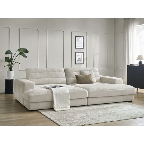 Bobochic – Canapé droit fixe 4 places – Assise profonde en velours 100% polyester – Structure en bois – Style moderne – Charge max 300Kg (1/5)