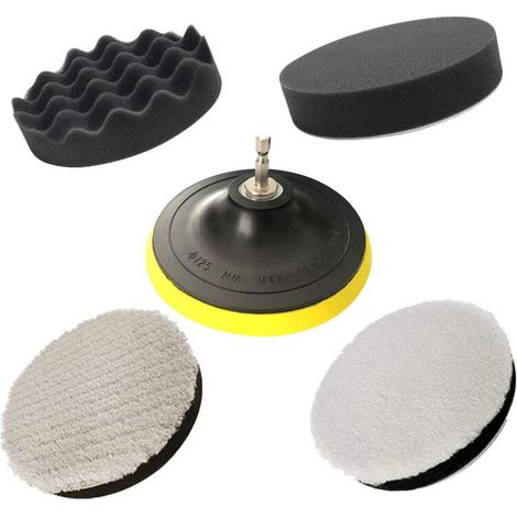 Polierschwamm-Set, Polierpads mit Bohradapter, 125 mm/5 Zoll, Polierscheibe, Auto-Polierpads, Compound für Auto, Polierer und Wachs (1/4)