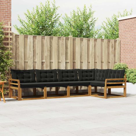 Outdoor-Sofagarnitur mit Kissen 5 pcs Natürlich und Schwarz