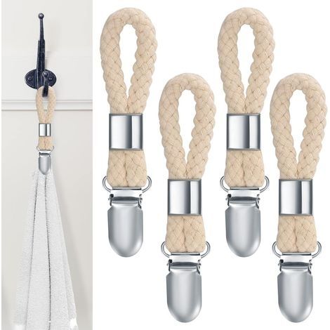4 Pièces Pince à Serviette, Accroche Torchon, Crochet Torchon Porte Serviette Salle de Bain, Clips Porte-Torchon Placards Serviettes Suspendues (1/5)