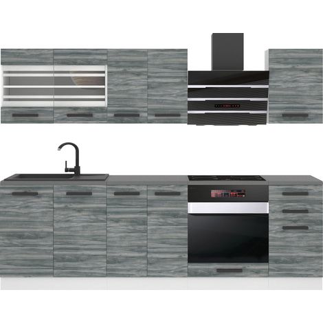 Belini Cuisine Equipee Complete Margaret Muebles de Cuisine Complets - 240 cm. Cuisine Complete sans Plan de Travail, chêne Glamour (1/4)