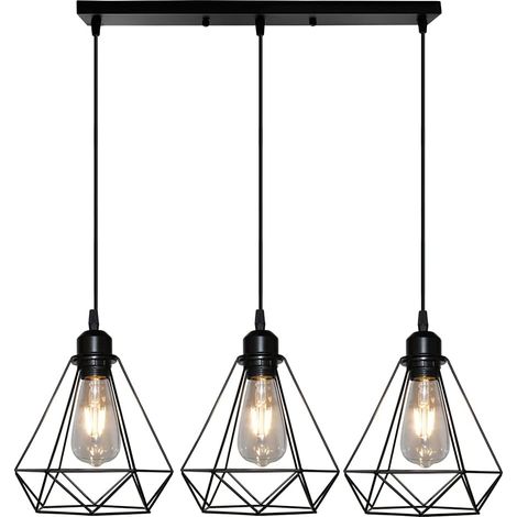 Industrielle Pendelleuchte 3x E27 20cm Metall Käfig Hängende Deckenleuchte für Wohnzimmer Esszimmer