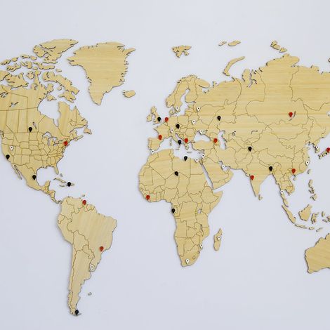 Carte du Monde Déco Murale 130X78cm Bambou (1/5)