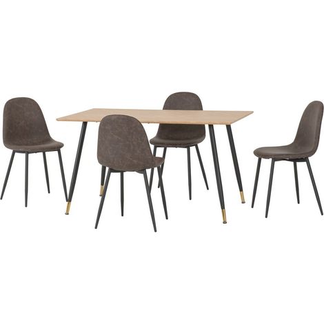 Hamilton & Athens Medium Indoor Dining Set - Medium Oak Effect/Brown