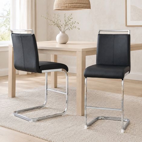 Tabouret de bar nordique noir en PU et métal, lot de 2, 96,5 cm HAVRYA (1/5)
