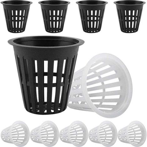 Hydroponiques Plastique Pot Plantation Hydroponique Réutilisable Panier Plante Aquatique pour Culture Hydroponique aéroponique, Plantation de Fleurs, Jardinage 50Pcs(25 Noir,25 Blanc)5.55