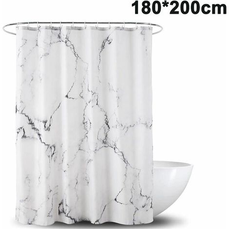 Rideau de douche en marbre, anti-moisissure, antibactérien, imperméable en polyester avec 12 anneaux de rideau de douche Impression numérique 3D, rideaux de douche pour baignoire et douche dans la sal (1/5)