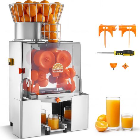 VEVOR Gewerbliche Orangenpresse Edelstahl Zitruspresse 120 W PC-Abdeckung, Saftpresse für bis zu 20 Orangen pro Minute, Entsafter für Zitronen Zitrusfrüchte Granatäpfel mit 2 Schalenbehältern (1/5)