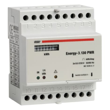 Contatore di energia trifase vemer statico 4 moduli 3x130 (230) vac energy-3x130 pwr - vn966800
