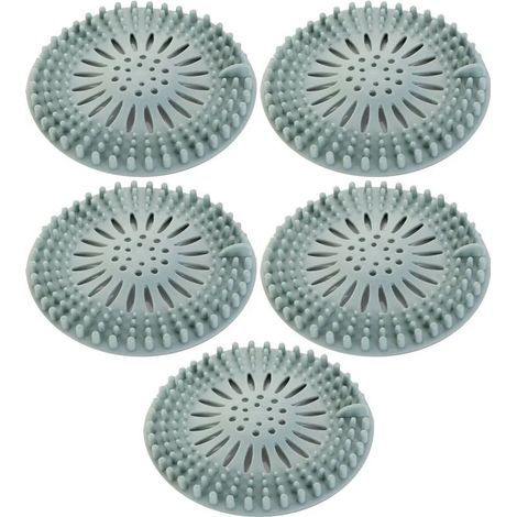 Lot de 5 bouchons de douche en silicone bleus, pour lavabo et salle de bain. (1/5)