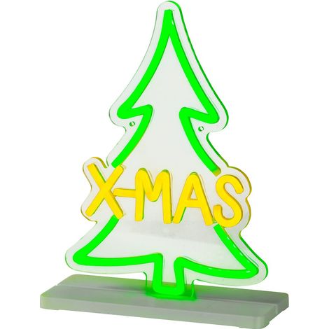 Neon LED Baum X-MAS L: 10 cm W: 25 cm H: 32 cm - bunt (1/2)