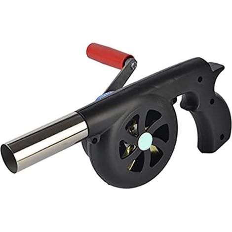 Soplador manual para barbacoa con aspa metálica Herramienta esencial para el fuego (Amarillo (engranaje de plástico))
