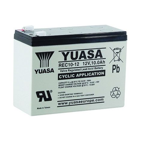 Yuasa – Batterie plomb 12V 10Ah REC1012 – Technologie VRLA scellée – Pour systèmes d'alarme et onduleurs – Dimensions 151x65x115mm