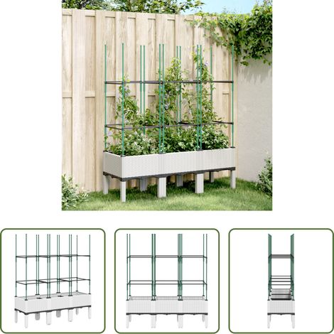 Treillis - Jardinière avec treillis blanc 120x40x142,5 cm PP (1/5)