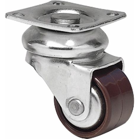 Roulette de meuble Mini Forte diamètre 30mm hauteur 50mm charge 45kg sans frein avec platine 39x39mm - GUITEL-POINT M
