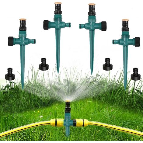Arroseur de Jardin,4 Pièces Arroseur Automatique 360° Rotatif,Arroseur de Pelouse,Pulvérisateur D'Irrigation Réglable pour Jardin Pelouse Plantes Légumes Fleurs Cour Pastorale (Green) (1/5)
