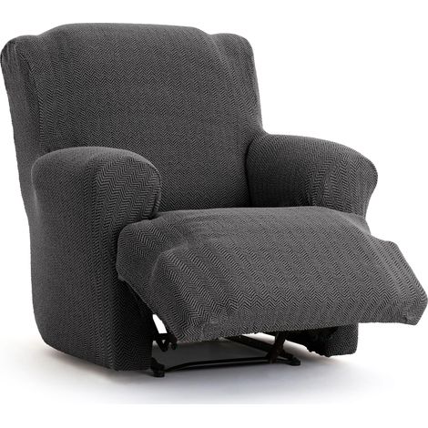 Housse pour fauteuil pieds ensemble de relaxation bi-élastique, respirante et facile à installer - Housse de fauteuil pieds ensemble de relaxation couleur gris foncé avec mousses de fixation (1/5)