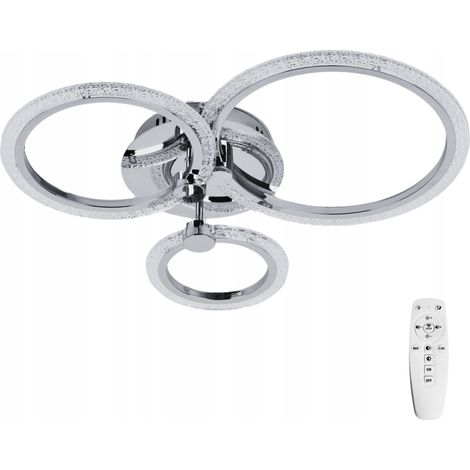 Plafonnier chromé glamour, plafonnier LED avec télécommande (1/5)