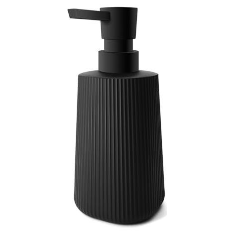 Distributeur Savon Moderne Distributeur de Savon pour Salle de Bain & Cuisine en Verre Distributeur de Savon de Salle de Bain 250ml pour Salle de Bain Plan de Travail (Noir - 1 pièce) (1/5)