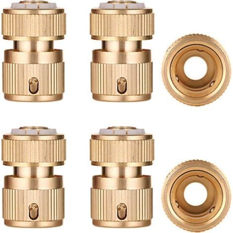4 Pièce Raccord Tuyau d'arrosage Laiton Raccord Rapide 1/2" Connecteur Tuyau Eau Dispositif de Passage de l'eau (1/5)