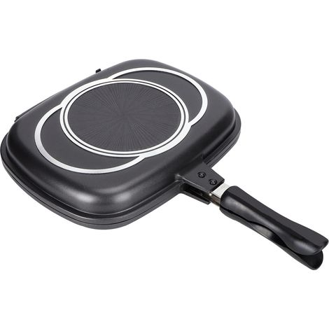 Poêle à frire double face 32cm pour barbecue, accessoire de cuisine intérieur et extérieur (1/5)