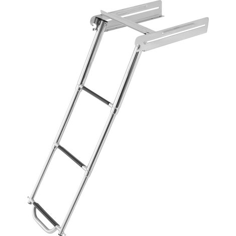 Telescopic Marine Boat Ladder, 304 Stainless Steel 3 Step Folding Boarding Ladder for Speedboat Yacht, Foldable Swim Ladder for Boarding and Disembarking, 300 kg Capacity