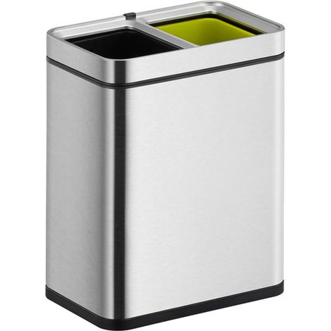 EKO - Poubelle open top tri sélectif Laguna Slim 10+10 litres - Stainless steel Polypropyleen - inox mat (1/4)