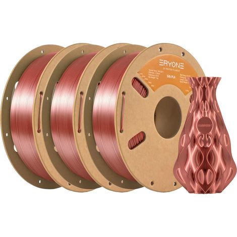 Filamento per stampa 3D, PLA ecologico, adatto per stampanti 3D, Rosso Rame Seta - 3 kg (1/2)