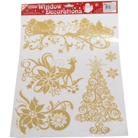 Set di adesivi autoadesivi per finestre - glitter oro