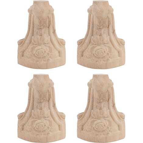 Quatre pieds de meuble en bois, robustes et durables, compatibles avec les canapés, les meubles de salle de bain, les bancs, les tables basses et les supports TV, beiges. (1/5)