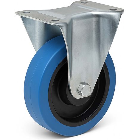 Wiltec Ruota fissa 160mm max 300 kg, con piastra di montaggio e cerchio in metallo, per carrelli