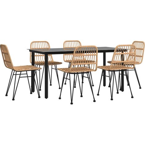 Set da pranzo mobili da giardino mobili da esterno 7 pezzi in resina intrecciata 020014382