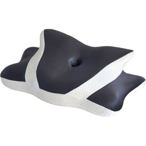Oreiller cervical ergonomique 2 en 1 en mousse à mémoire de forme. oreiller orthopédique pour dormir sur le côté et sur le dos. oreiller papillon. 60 x 40 x 14 cm (gris foncé) (1/2)
