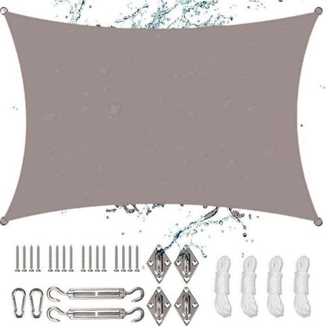 (brun)Shade d'ombrage rectangular, 3 x 4 m,waterproof,with kit installation,to to UV,for garden,balcony,patio(brun) (1/5)