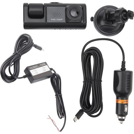 Nouvelle caméra embarquée à double objectif, haute définition 1080p, enregistrement simultané de l'avant et de l'intérieur du véhicule, audio multilingue. (1/5)